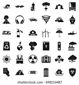 Danger disaster icons set. Simple style of 36 danger disaster vector icons for web isolated on white background