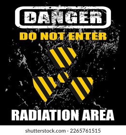 Danger, do not enter, radiation area sign vector