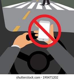 Danger, Do not use your phone while driving, Illustration vector design.