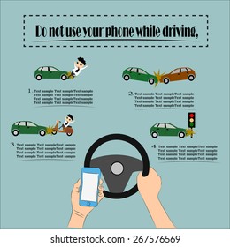 Danger, Do not use your phone while driving, Illustration vector design.