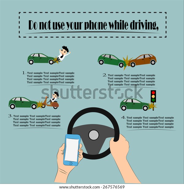 Danger, Do not use your phone while driving,\
Illustration vector\
design.