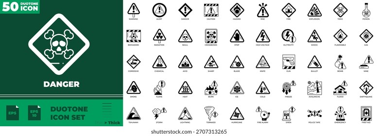 Conjunto de iconos editables de Danger Duotone