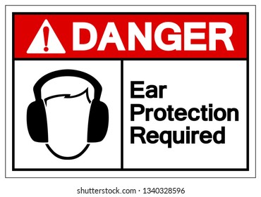 Danger Ear Protection Required Symbol Sign, Vector Illustration, Isolate On White Background Label. EPS10