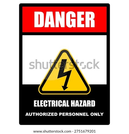 Danger, electric shock risk, sign vector