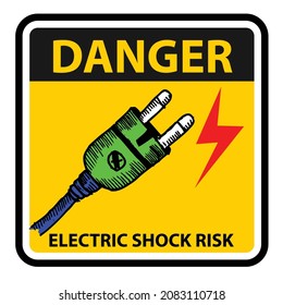 Danger, Electric shock risk, sticker and label