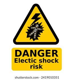 Gefährdet ein elektrisches Schockdreieck auf weißem Hintergrund. Vektorgrafik.