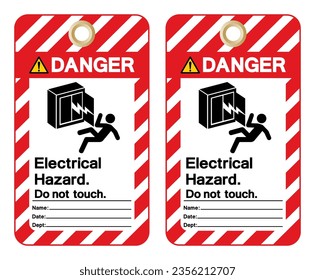 Danger Electrical Hazard Do Not Touch Tag Label Symbol Sign, Vector Illustration, Isolate On White Background. EPS10
