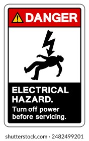 Danger Electrical Hazard Turn Off Power Before Servicing Symbol Sign, Vector Illustration, Isolated On White Background Label .EPS10