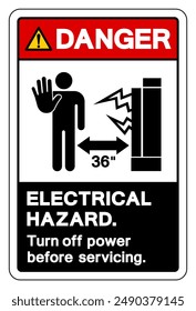 Danger Electrical Hazard Turn Off Power Before Servicing Symbol Sign, Vector Illustration, Isolated On White Background Label .EPS10