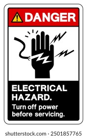 Danger Electrical Hazard Turn Off Power Before Servicing Symbol Sign, Vector Illustration, Isolated On White Background Label .EPS10