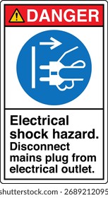 PERIGO Perigo de choque elétrico Desconectar a tomada da tomada elétrica