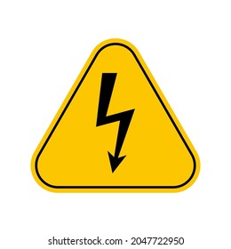 Danger electricity warning symbol. Don't touch sign, Yellow Triangle Caution Symbol, isolated on white background, vector icon