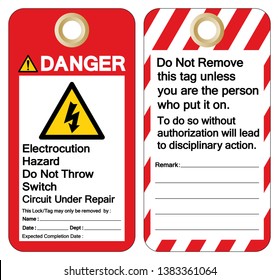 Danger Electrocution Hazard Do not throw switch circuit under repair Symbol Sign ,Vector Illustration, Isolate On White Background Label. EPS10