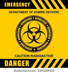 Danger, Emergency, department of zombie deferse, poster and banner vector