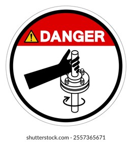 Danger Entanglement Of Hand Rotating Shaft Symbol Sign, Vector Illustration, Isolate On White Background Label.EPS10