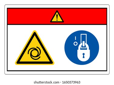 Danger Equipment Starts Automatically Lock Out In De-Energized State Symbol Sign, Vector Illustration, Isolate On White Background Label. EPS10