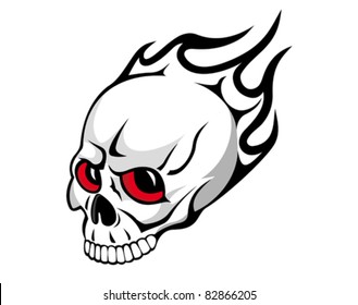 Danger Evil Skull Flames Tattoo Isolated Stock Vector (Royalty Free ...