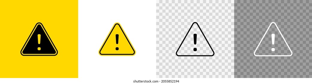 Danger, exclamation triangle sing symbol. Warning icon set, vector button