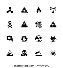 Danger - Expand to any size - Change to any colour. Flat Vector Icons - Black Illustration on White Background.