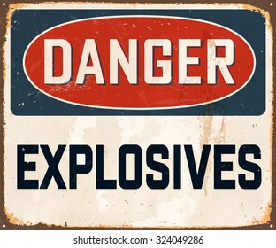 Danger Explosive Vintage Metal Sign Realistic Stock Vector (Royalty ...