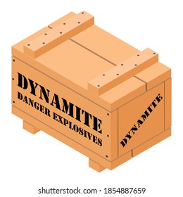 Danger explosives dynamite wooden box isoletad on white background isometric view