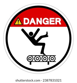 Danger Fall Hazard From Conveyor Symbol Sign, Vector Illustration, Isolate On White Background Label .EPS10