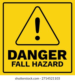 Danger Fall Hazard Safety Warning Sign Vector Illustration