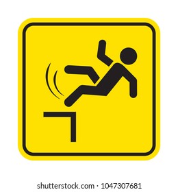 Danger Of Falling. Fall Hazard Sign. Vector Sign.