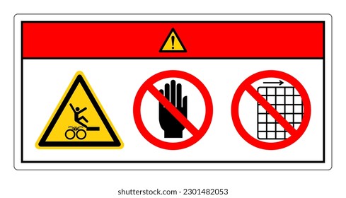 Danger Falling Of Rollers Hazard Do Not Touch and Do Not Remove Guard Symbol Sign, Vector Illustration, Isolate On White Background Label .EPS10