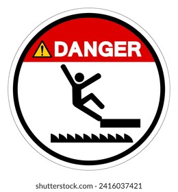 Danger Falling Of Saw Moving Hazard Symbol Sign, Vector Illustration, Isolate On White Background Label .EPS10