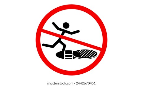 danger of falling through a manhole, black and red isolated ssign