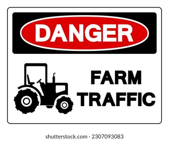 Danger Farm Traffic Symbol Sign, Vector Illustration, Isolate On White Background Label .EPS10