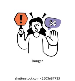 Danger filled outline Style Design Vector Stock illustration. 