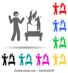 Danger, fire, tv multi color style icon. Simple glyph, flat vector of home hazard and safety precaution icons for ui and ux, website or mobile application