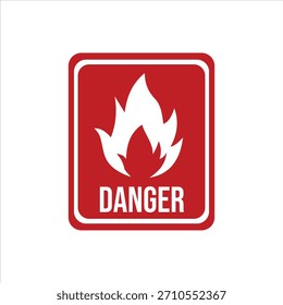 Icono de la señal de advertencia del fuego del peligro con un símbolo de la llama en un fondo rojo, usado para la Identificación del peligro y las instrucciones de la seguridad.	