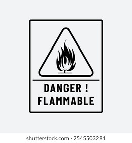 Señal inflamable del peligro, muestra plana del rombo del Vector de gas inflamable en el fondo blanco