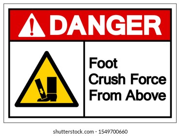 Danger Foot Crush Force From Above Symbol Sign, Vector Illustration, Isolate On White Background Label .EPS10