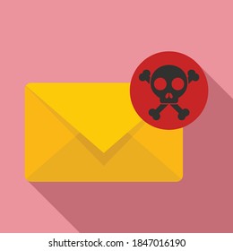 Icono de correo de fraude en peligro. Ilustración plana del icono vector de correo peligroso para el diseño web