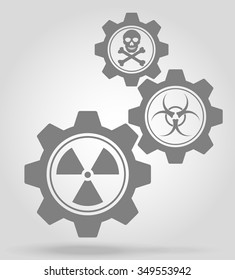 danger gear mechanism concept vector illustration isolated on gray background