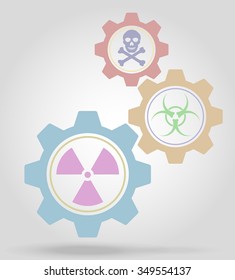 danger gear mechanism concept vector illustration isolated on gray background