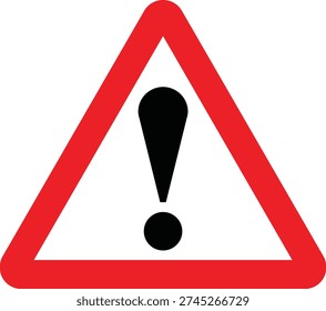 Danger General Hazard Ahead Exclamation Mark (!) Warning Triangle UK Warning Road Sign Vector