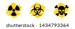Danger grunge vector signs. Radiation sign, Biohazard sign, Toxic sign, Poison sign.