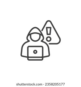 Danger of hacking line icon. linear style sign for mobile concept and web design. Hacking Risk outline vector icon. Symbol, logo illustration. Vector graphics