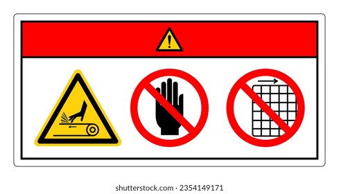 Danger Hand Abrasion Belt Drive Do Not Touch and Do Not Remove Guard Symbol Sign, Vector Illustration, Isolate On White Background Label .EPS10