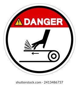 Danger Hand Abrasion Belt Drive Symbol Sign, Vector Illustration, Isolate On White Background Label .EPS10