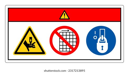 Danger Hand Crush Force From Above Do Not Remove Guard Symbol Sign, Vector Illustration, Isolate On White Background Label .EPS10