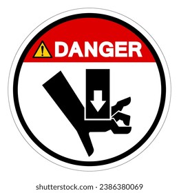 Fuerza de aplastamiento de mano de peligro desde el signo de símbolo superior, Ilustración vectorial, aislamiento en la etiqueta de fondo blanco .EPS10