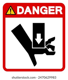 Danger Hand Crush Force from Above Symbol Sign, Vector Illustration, Isolate On White Background Label .EPS10