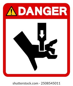 Danger Hand Crush Force From Above Symbol Sign, Vector Illustration, Isolate On White Background Label.EPS10