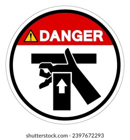 Fuerza de aplastamiento de mano de peligro desde el signo de símbolo inferior, Ilustración de vectores, aislamiento en la etiqueta de fondo blanco .EPS10